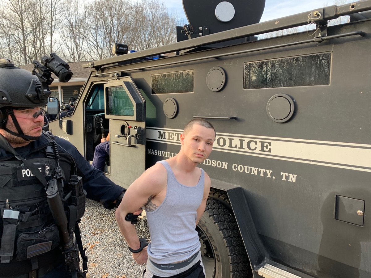 Accused double murderer Michael D. Mosley just arrested in Cheatham County.  Mosley will be booked later today on 2 counts of criminal homicide and 1 count of attempted criminal homicide for Saturday morning's stabbing of 3 men, 2 fatally