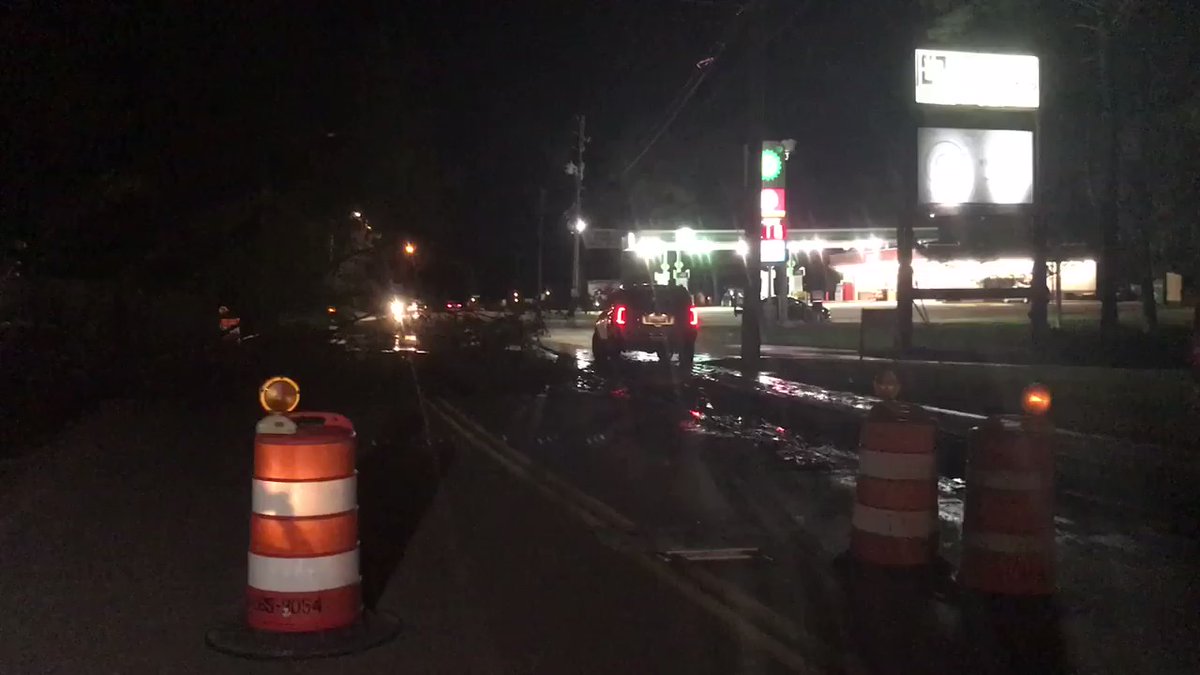 Tree and wires are blocking the road on the 1100 block of Mountain Creek Road. This is right outside the entrance of the Rise at Signal Mountain apartment complex