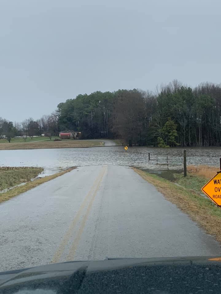 Flooding at Hickory Grove Rd. between Rock Rd. and Vanattia Rd. in Coffee County.