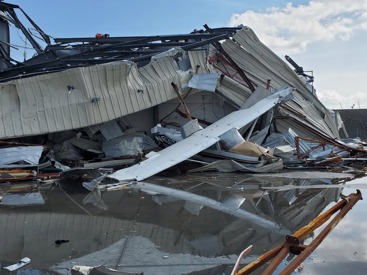 Before the overnight tornado struck Germantown & East Nashville, it made a direct hit on John Tune Airport in West Nashville