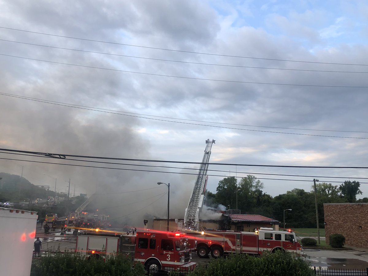 Nashville Fire Dept. battling a large fire at an abandoned motel off I-65 in North Nashville