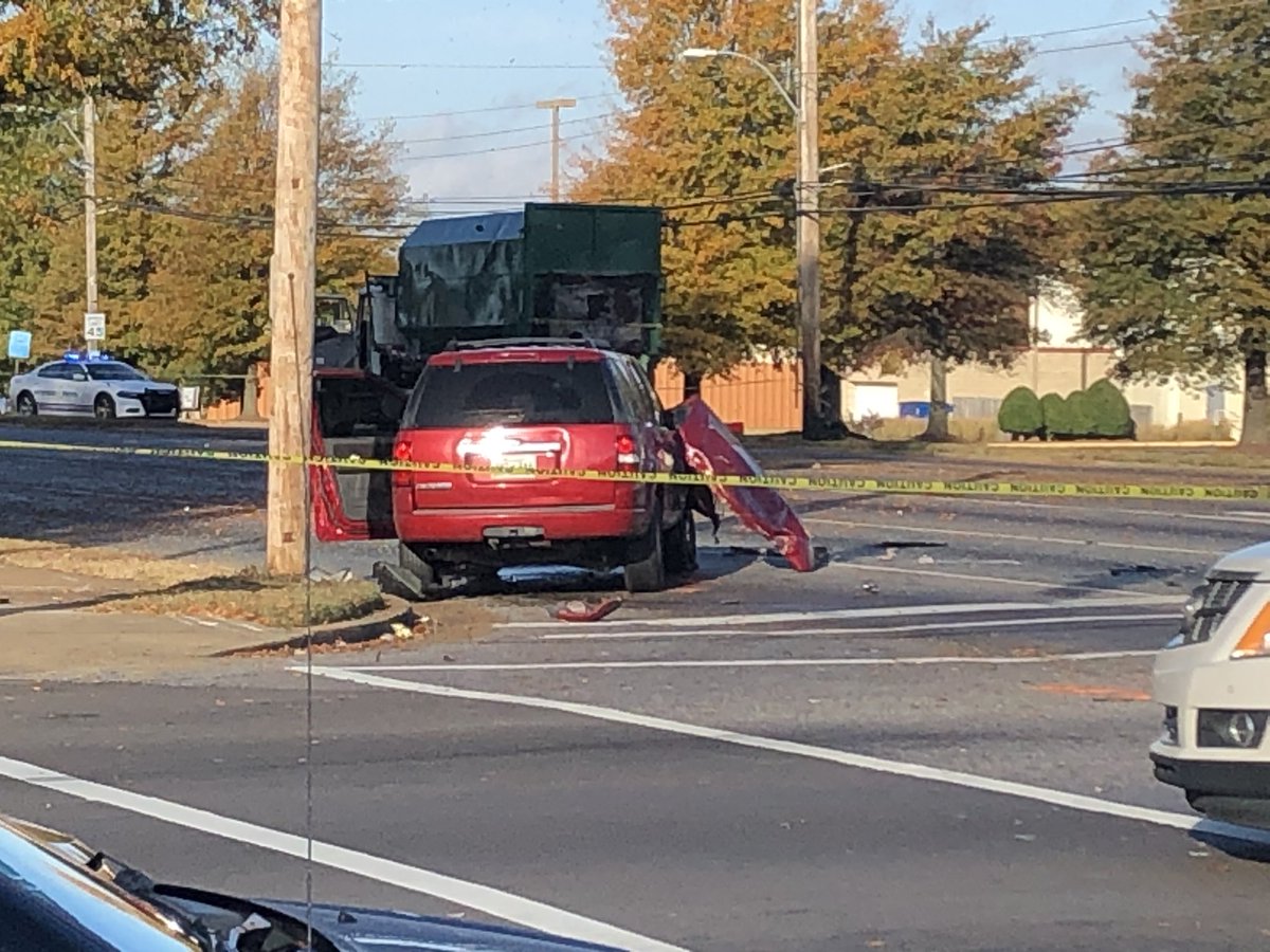 Accident at Winchester and Ridgeway. Two cars involved and a grabage truck. MPD says one of the vehicles ran under the grabage truck. Unclear looking at the scene which vehicle it was. One person was rush to the hospital with life threatening injuries and another person