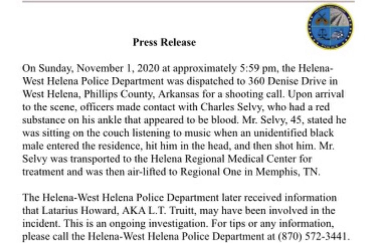 Authorities say Howard was wanted for a shooting that happened Nov. 1 at Denise Drive. Victim Charles Selvy was taken to the hospital then airlifted to Regional One