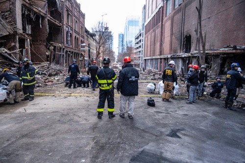 These photos were taken in Nashville at the blast site. FBI and ATF Evidence Response Teams (ERT) continue to process the scene of the Christmas Day explosion in Nashville, TN. The teams are searching for evidence to assist in the ongoing investigation