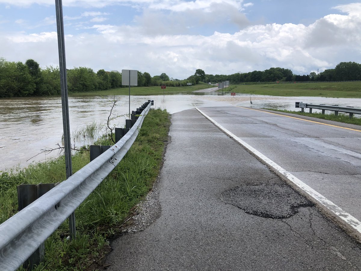 the off ramp and on ramp to Saturn Parkway from Kedron Road in Spring Hill are flooded after rain this morning. Many creeks in the area are high right now