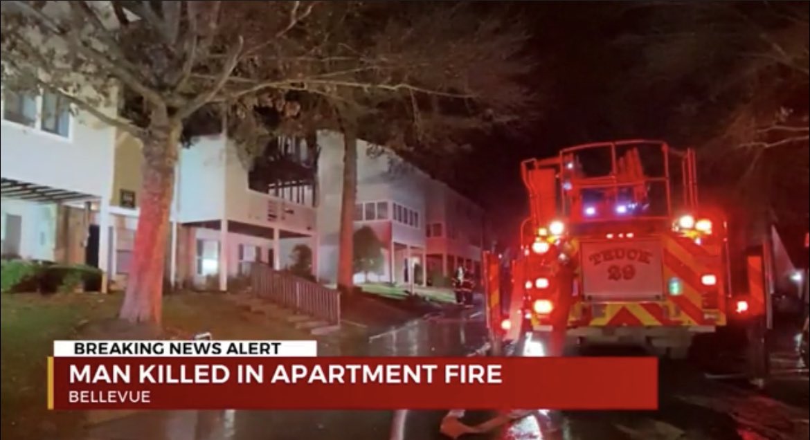 A man was found dead inside an apartment after a fire at a complex in Bellevue early Thursday morning