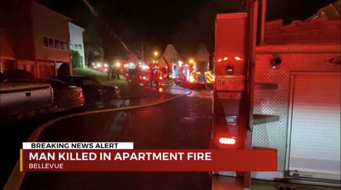 A man was found dead inside an apartment after a fire at a complex in Bellevue early Thursday morning