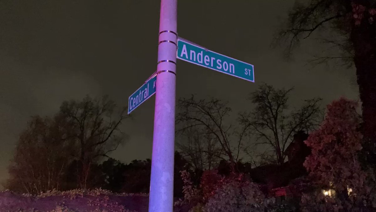 Massive tree down on Central Ave at Anderson St. All lanes closed.   The man driving the black car told his car slid and hit the tree. He said that he and his sister have a few scratches but are going to be ok. Emergency crews are on scene