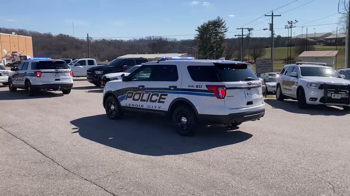 Law enforcement officers are arriving to the Loudon High School gym, ahead of today's Celebration of Life for Sgt. Jenkins.