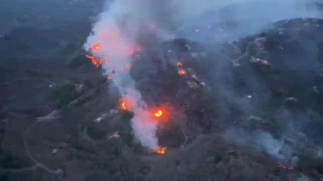 Great perspective at dusk on night one of the wildfire fight in Wears Valley