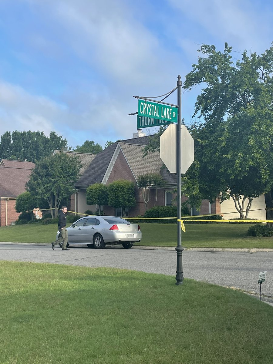 Shelby Co. Sheriff's Office investigating a homicide at a home on Thorn Tree Ln. and Crystal Lake Dr. in E. Shelby Co. gated subdivision.  One dead, another taken to hospital.  