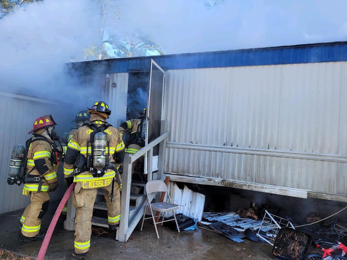 Mobile home destroyed by fire on Daylong Place in Brainerd area, displacing 2 adults & 4 kids. Cause under investigation, possibly electrical.  No injuries. CFD worked 3 different residential fire scenes simultaneously Friday morning- Daylong Pl, Jarnigan Ave and Ashley Forest Dr