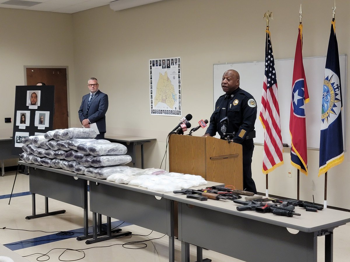 Chief Drake, @TBInvestigation Asst Dir Darryl Richardson & @freddieoconnell today announced the largest meth investigation ever in Nashville. More than 800 lbs of meth & 24 lbs of fentanyl seized. 13 persons indicted, including the California source