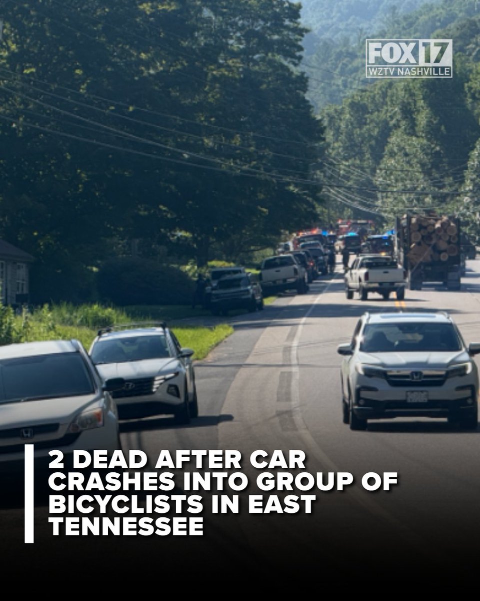 Two people are dead after a car crashed into a group of bicyclists in Tennessee Wednesday morning, according to the Tennessee Highway Patrol