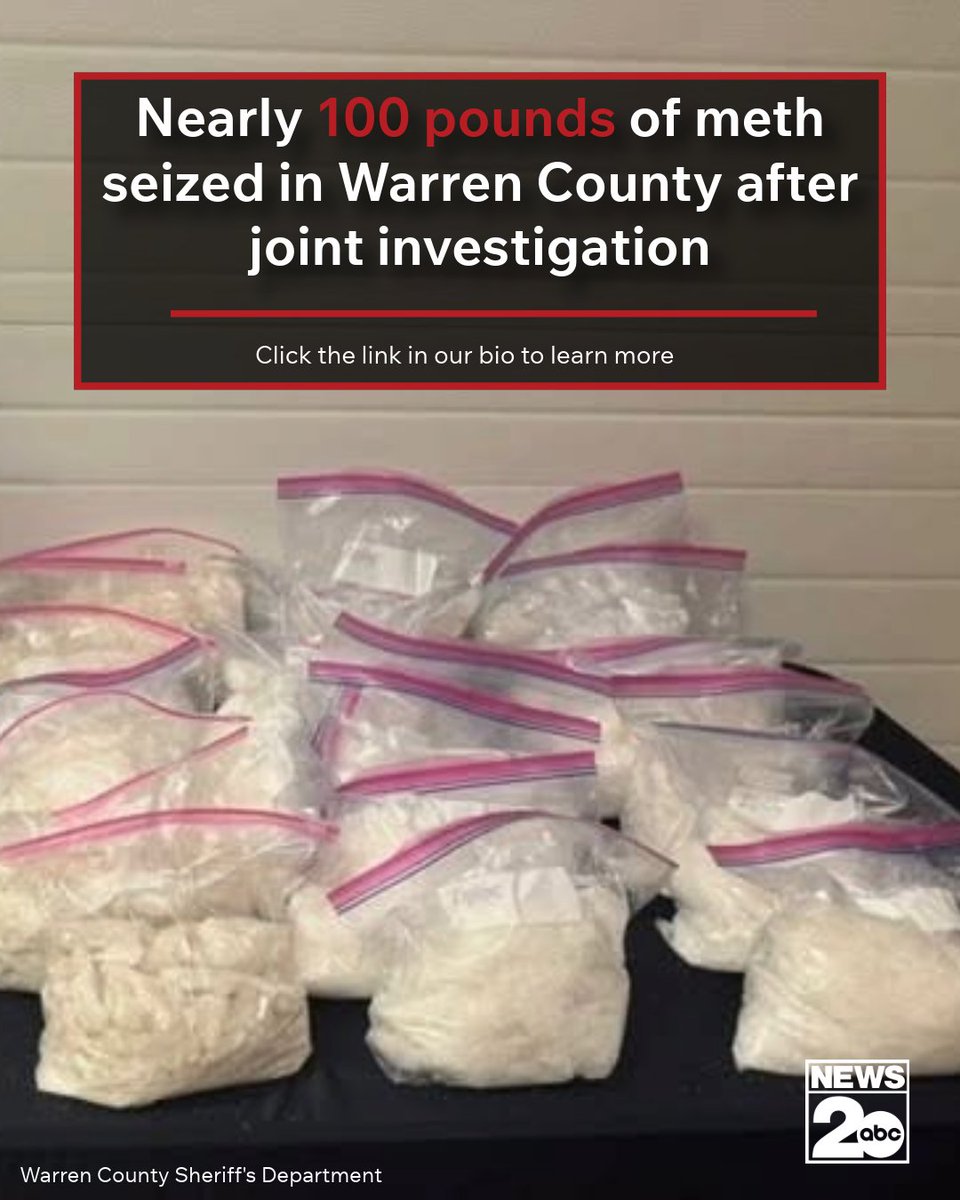 Nearly 100 pounds of meth seized in Warren County after joint investigation